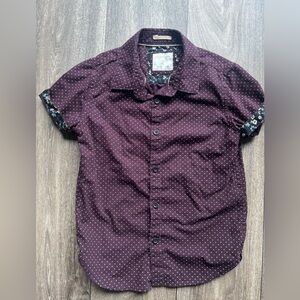 Denim & Flower Plum Casual Button Down Shirt with Short Sleeves